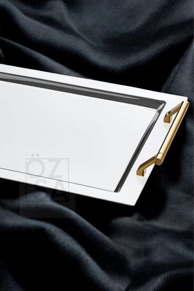ÖzSa Home Tiamo Avons Premium - 18/10 Stainless Steel, Presentation Tray with Handles, Promise Engagement Service, Tea Tray