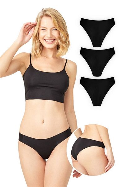 Cottonhill Chiloți de bikini de bază, fără marcaj, tăiați cu laser, pachet de 3 - 6
