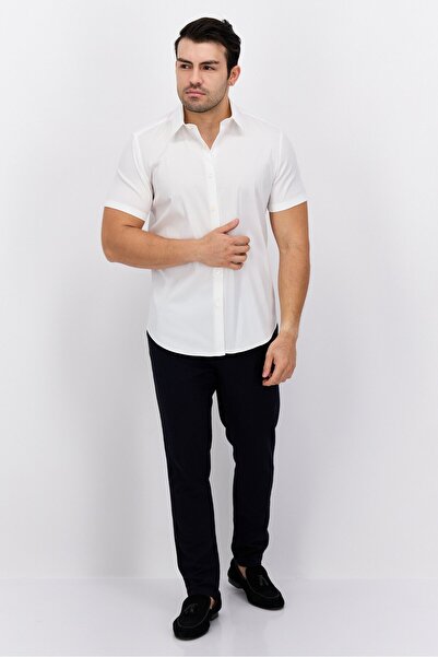 THEORY Men Regular Fit Solid Short Sleeves Casual Shirt, White