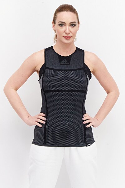 adidas Kadın Spor Giyim Fit Kolsuz Marka Logolu Antrenman Üstü, Siyah