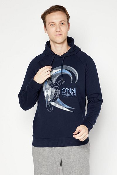 O'Neill Men Hooded Graphic Print Long Sleeves Sweatshirt, Navy Blue