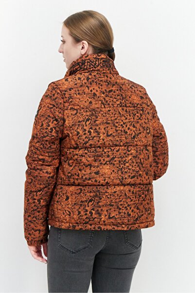 O'Neill Women Animal Print Puffer Jacket, Brown Combo