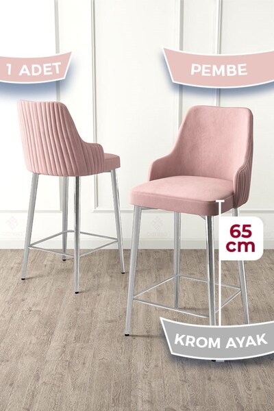Canisa Tera Serisi 1 Adet Babyface Kumaş 65 cm Krom Kaplama Ayaklı Pembe Bar ...