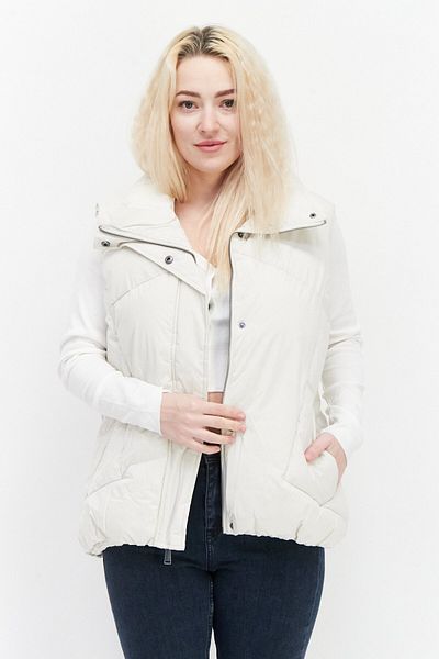 Bcbgeneration Women Plain Puffer Vest, Cream