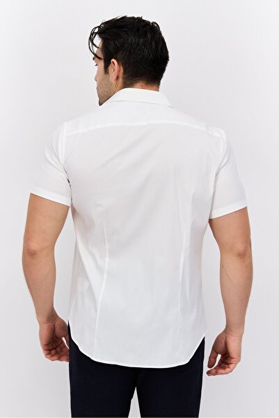 THEORY Men Regular Fit Solid Short Sleeves Casual Shirt, White