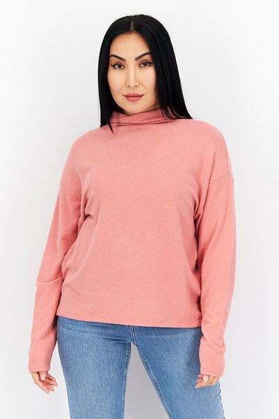 s.Oliver Women Turtle Neck Long Sleeves Plain Sweatshirt, Coral