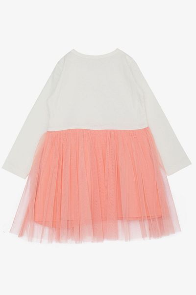 Breeze Girl's Long Sleeve Dress Little Girls Love Themed Happy Teddy Bear Printed Tulle 1-4 Years, Ekr
