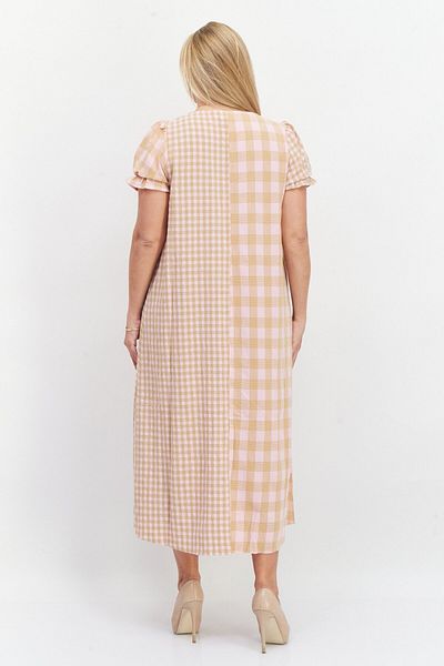 VILA Women Check Print Maxi Casual Dress, Olive