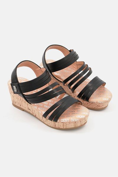 Dkny Kids Girl Velcro Closure Sandals, Black