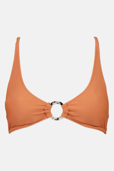 aerie Women Halter Neck Plain Padded Bikini Top, Orange