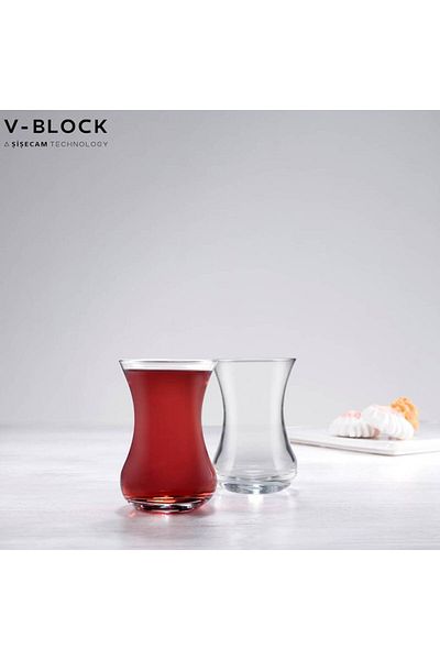 Paşabahçe V Block Thin Waisted 6-Piece Tea Cup 155 Cc