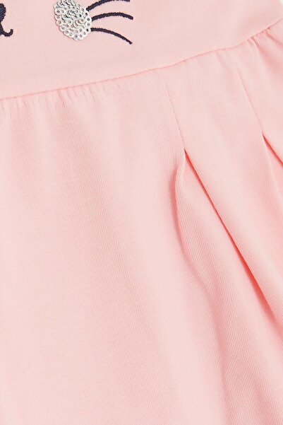 Breeze Girl's Dress, Embroidered, Sequined, Cute Kitten Printed, 1.5-5 Years, Pink