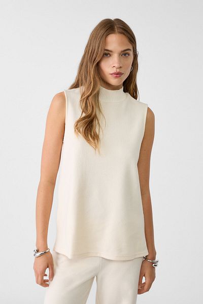 Stradivarius Knit T-shirt with raised neck