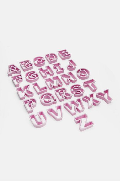 iBiLi 26 Pieces Alphabet Cookie Cutter Set, Pink