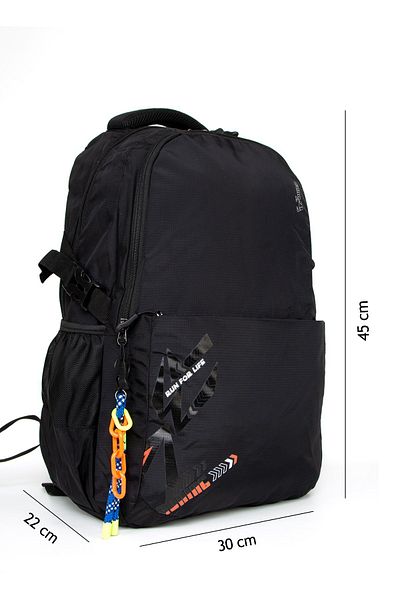 Necati Çanta Black Waterproof School Bag Compatible with 15.6 Inch Laptop
