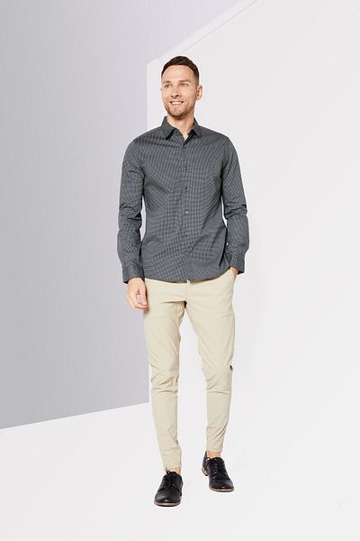 Dkny Men Regular Fit Plain Long Sleeve Casual Shirt, Black