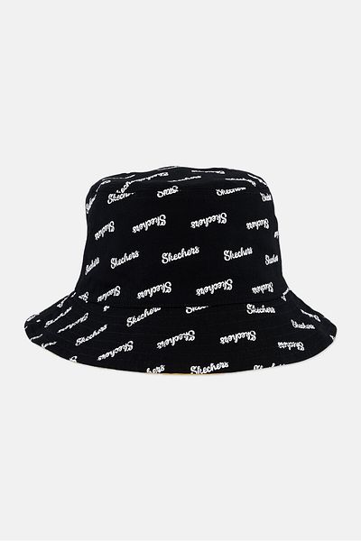 SKECHERS Women Printed Reversible Bucket Hat, Black