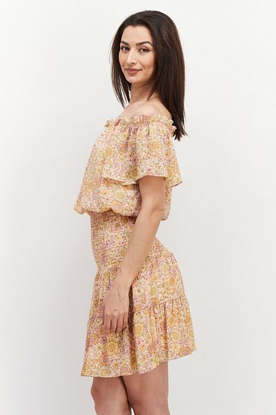 Bcbgeneration Women Floral Print Midi Dress, Pink Combo