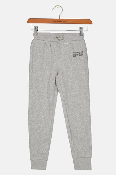 converse Kids Girl Drawstring Brand Logo Jogger Pants, Heather Grey