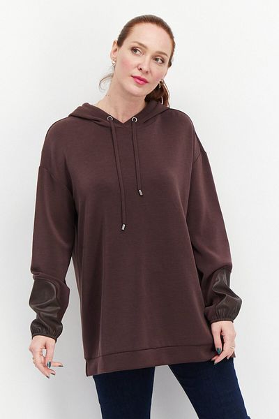 s.Oliver Women Hooded Long Sleeve Plain Sweatshirt, Dark Brown