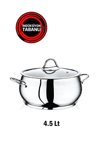 SAFINOX Çelik Bella 22x12 Cm Indiksiyon Derin Çelik Tencere18/10 4.5 Lt