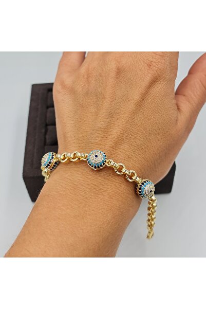 SE Jewellery Vıp Sosyete Taşlı Göz Boncuğu Kadın Bileklik