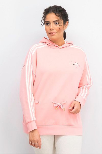 adidas Women Sportswear Fit Logo 3 Stripe Hoodie Sweater, Glow Pink