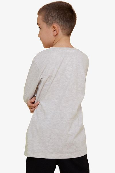 Breeze Tricou cu mânecă lungă pentru băieți, fete și băieți, text cu model imprimat 6-12 ani, bej alb