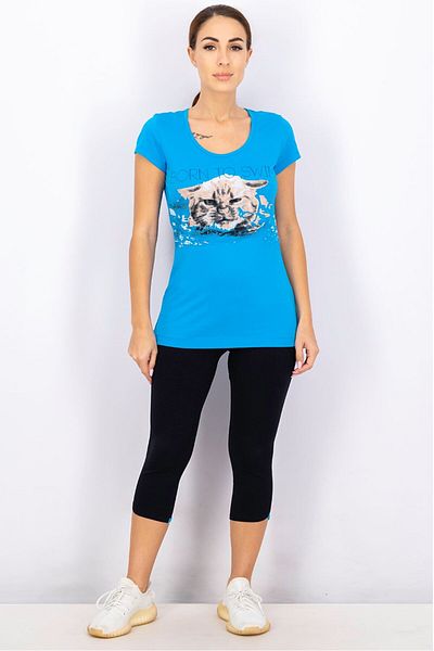 ARENA Women Graphic Print Beachwear Top, Turquoise