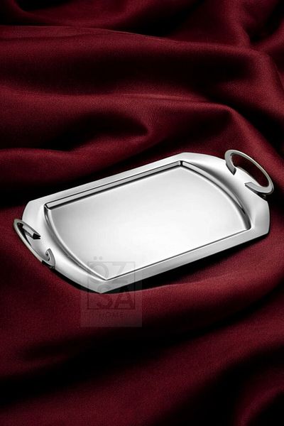 ÖzSa Home Tiamo Amor Premium - 18/10 Stainless Steel with Handles Promise Engagement Service and Tea Tray
