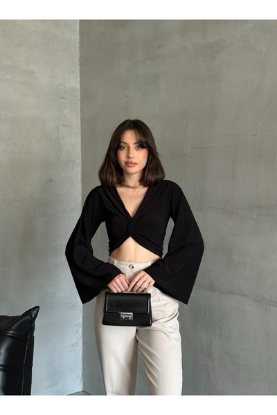 ELBEY Önü Bürgülü İspanyol Kol Uzun Kollu Bluz