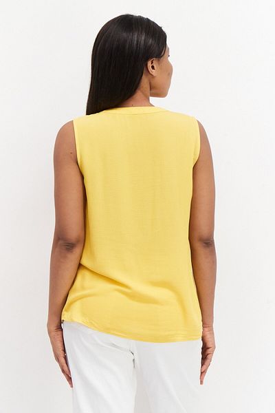 ZERO Women Split Neck Sleeveless Textured Top, Mustard
