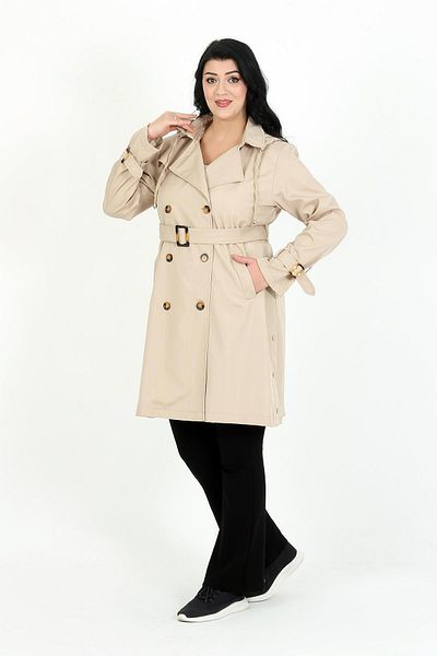 By Alba Collection Γυναικεία καμπαρντίνα με επένδυση εκρού, αδιάβροχη Bondit Plus Size