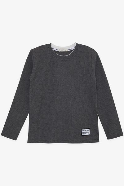 Breeze Tricou cu mânecă lungă pentru fete și băieți, cu cremă, 8-14 ani, culoare gri închis