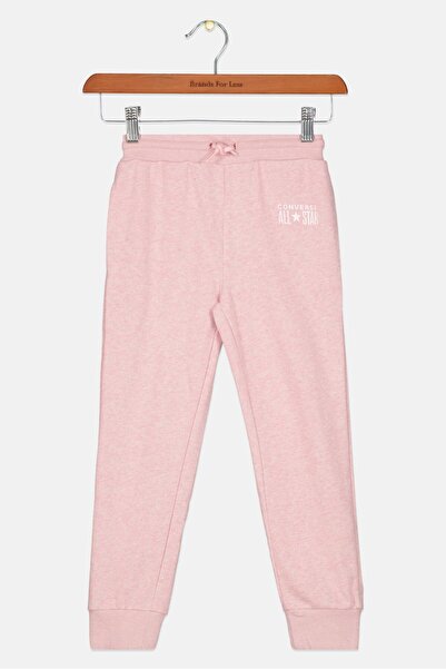 Converse Kids Girl Drawstring Brand Logo Jogger Pant, Heather Pink