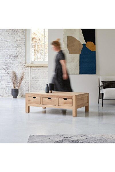 ŞafakMobilya Winchester Natural Ahşap Çekmeceli Orta Sehpa