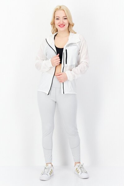 Converse Women Sportswear Fit Long Sleeves Outdoor Jacket, White/Black