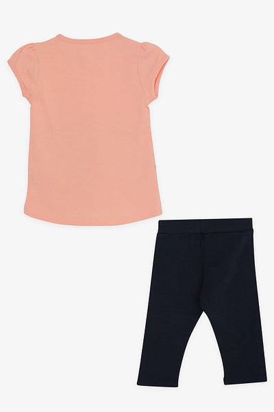Breeze Girl's Capri Tights Suit, Apple Pattern, 1-4 Years, Salmon