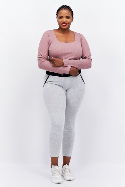 adidas Women Sportwear Fit Ribbed Long Sleeve Training Crop Top, Mauve