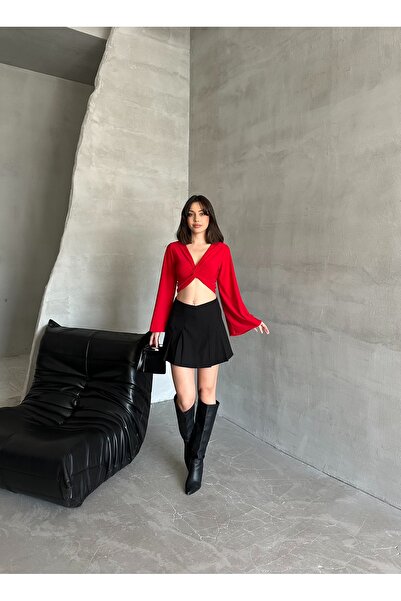 ELBEY Önü Bürgülü İspanyol Kol Uzun Kollu Bluz