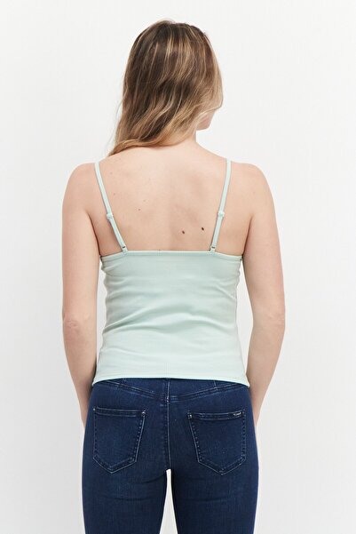 AMERICAN EAGLE Women Scoop Neck Sleeveless Ribbed Tank Top, Mint