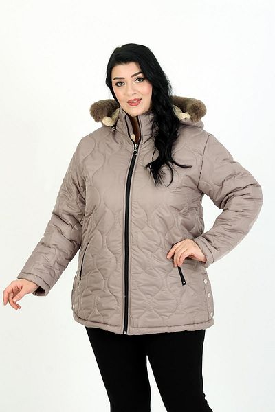 By Alba Collection Γυναικείο παλτό από μαλλί βιζόν εσωτερικά καπιτονέ Plus Size