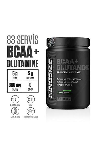 Kingsize Nutrition Bcaa Glutamine Powder 1000 Gr - Green Apple
