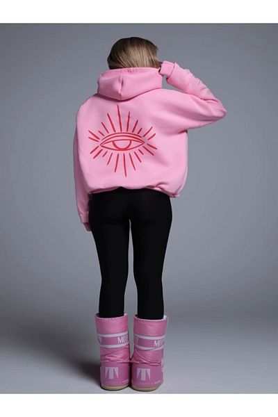 EXPECTED Pink Eye Printed Women's Sweatshirt - 3 Thread Thick and Hooded