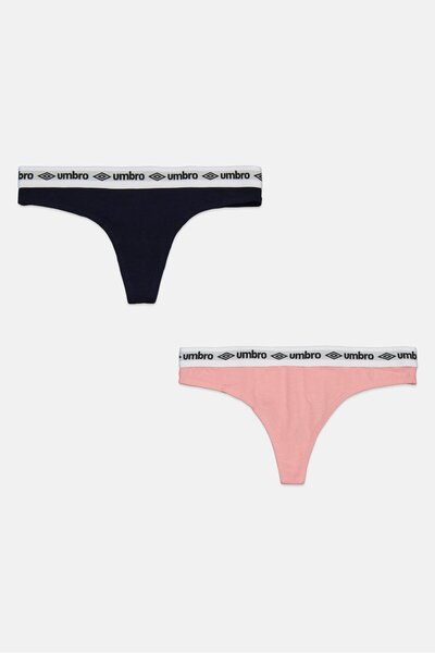 UMBRO Women 2 Pack Brand Logo Thong Panties, Navy Blue