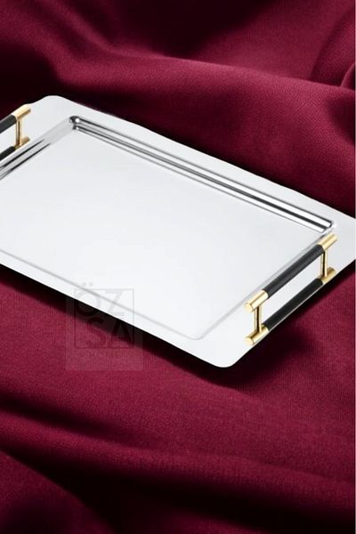 ÖzSa Home Tiamo Ela Premium - 18/10 Stainless Steel with Handles Promise Engagement Service and Tea Tray