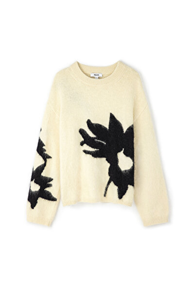 İpekyol Kontrast jakarlı pelüş triko