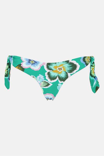 aerie Women Floral Print Bikini Bottom, Green Combo