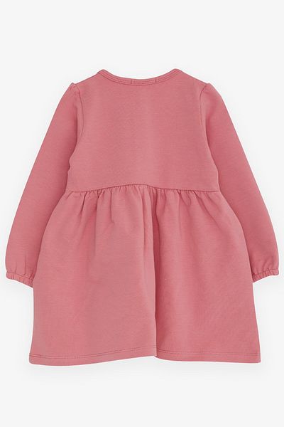 Breeze Girl's Long Sleeve Dress with Teddy Bear Accessory, Age 2-6, Dried Rose