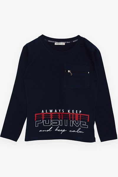 Breeze Tricou cu mânecă lungă pentru băiat, cu fermoar pentru buzunar, 5-10 ani, bleumarin